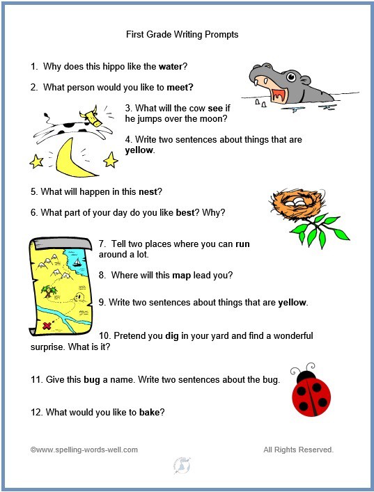 First Grade Writing Prompts For Fun   Learning