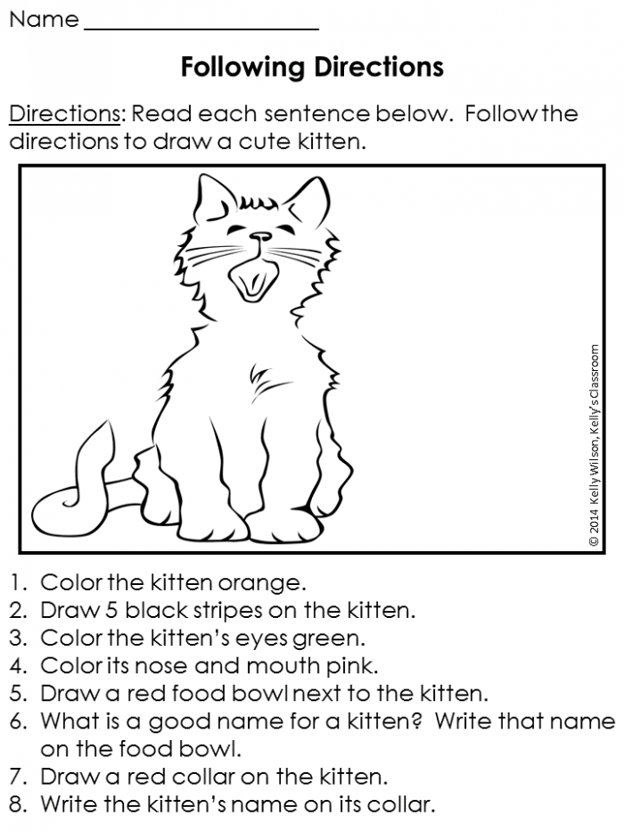 Free Printable Following Directions Worksheets 4th Grade