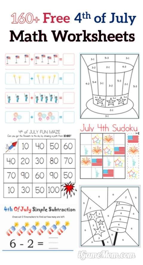 Fourth Of July Printable Math Worksheets