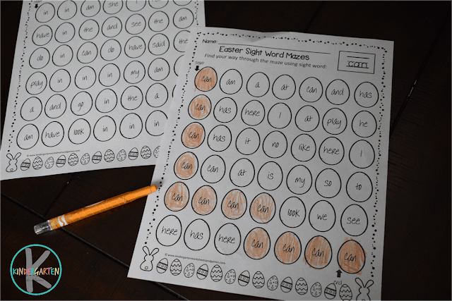 Free Easter Sight Word Mazes