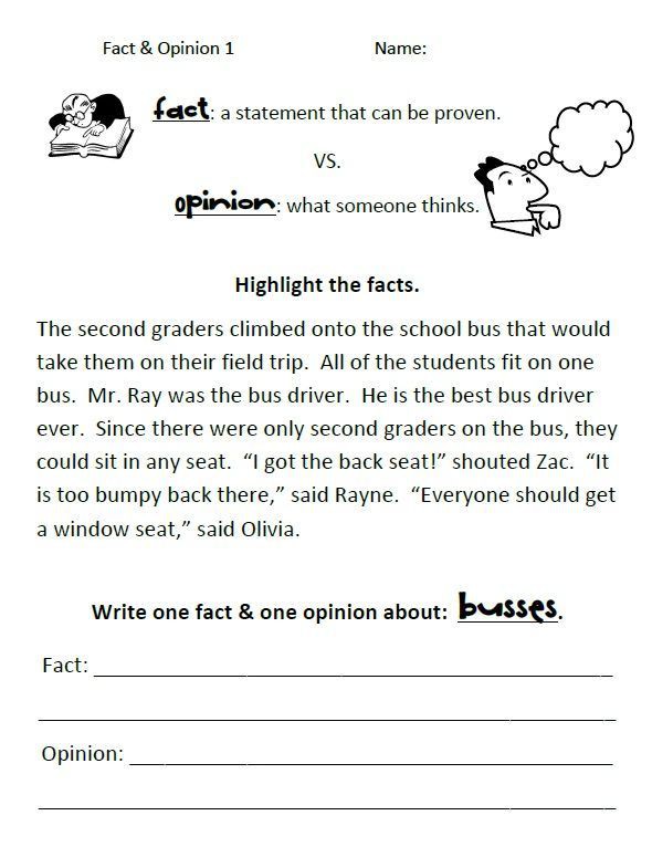 Free Fact And Opinion Worksheets Pictures