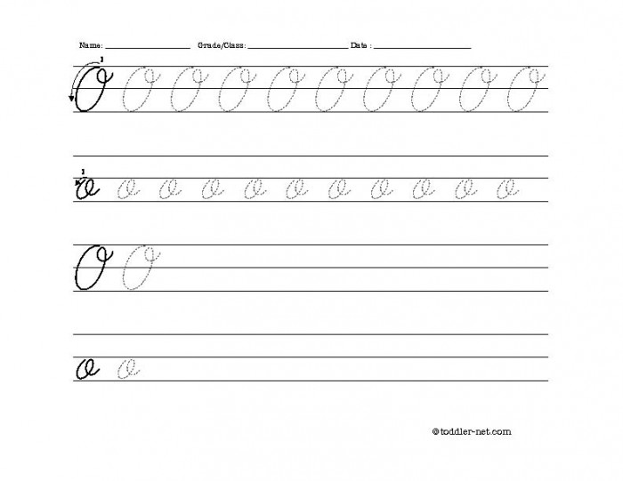 Free Printable Cursive Letter O Worksheet
