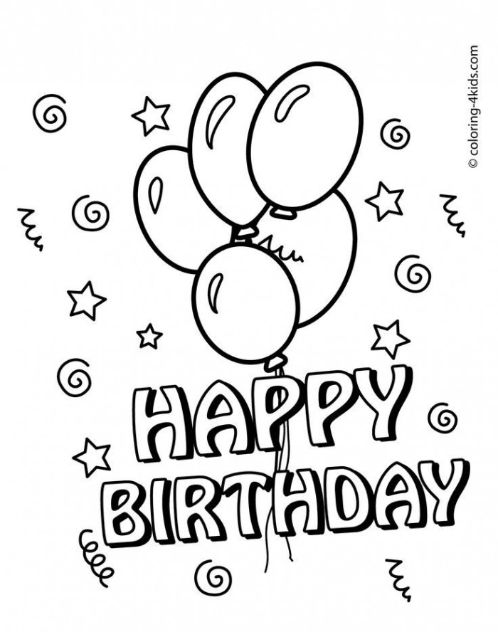 Free Printable Happy Birthday Coloring Pages With Balloons For