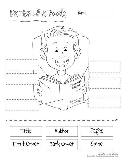 Free Printable Parts Of A Book Worksheet For Kids