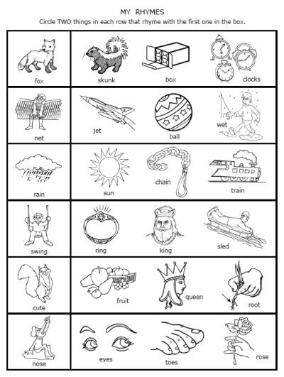 Rhyming Words For Kids Worksheets | 99Worksheets