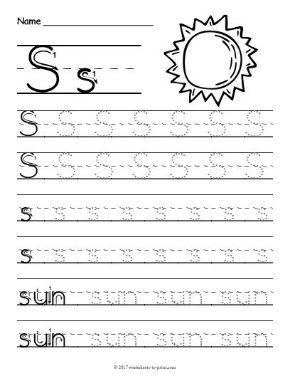 Free Printable Tracing Letter S Worksheet With Images
