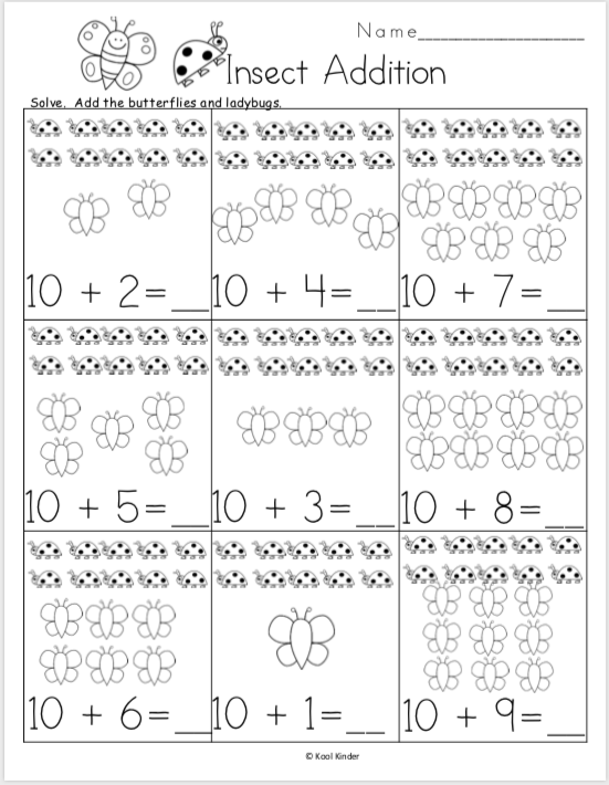 Free Spring Garden Kindergarten Math Worksheet