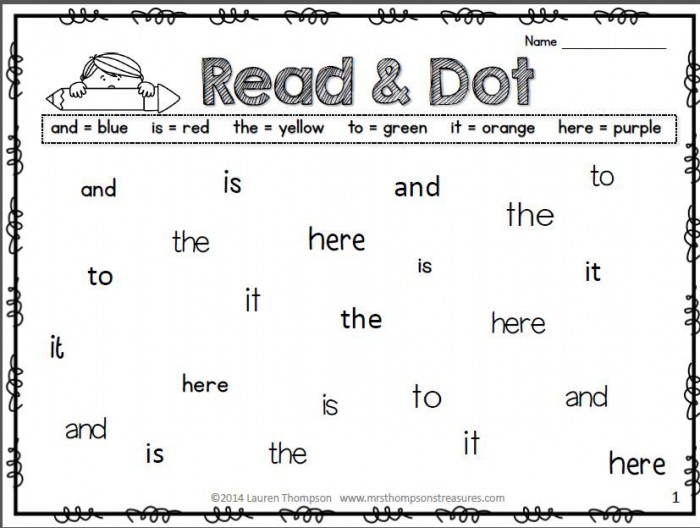 Dot Reading Worksheets | 99Worksheets