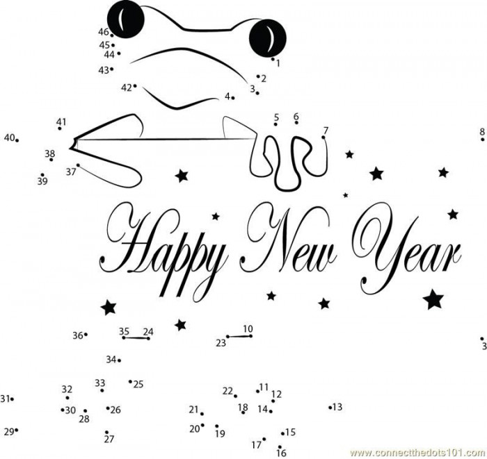 Frog New Year Dot To Dot Printable Worksheet
