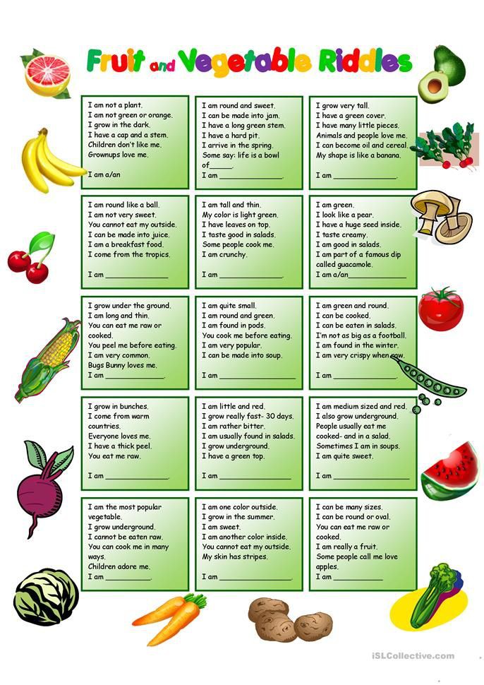 Bigger Or Smaller? Fruits And Veggies Worksheets | 99Worksheets