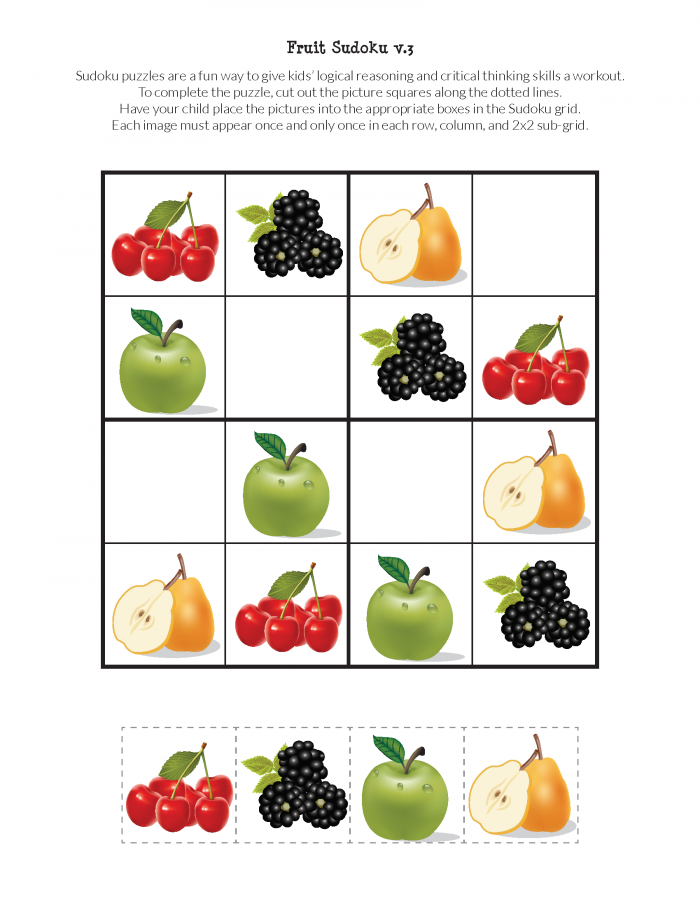 Fruit Sudoku Puzzles Free Printables