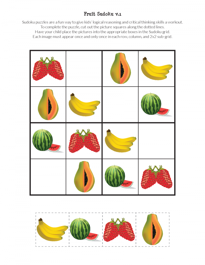 Fruit Sudoku Puzzles Free Printables