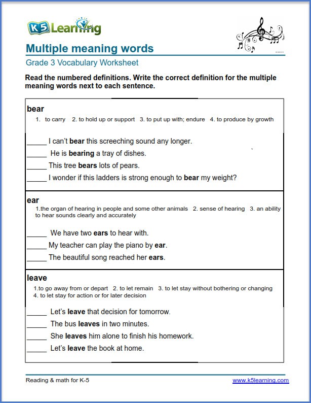  Multiple Meaning Words Worksheet Worksheets 99Worksheets