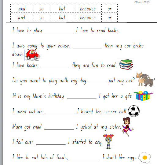 Grammar Worksheets Conjunctions