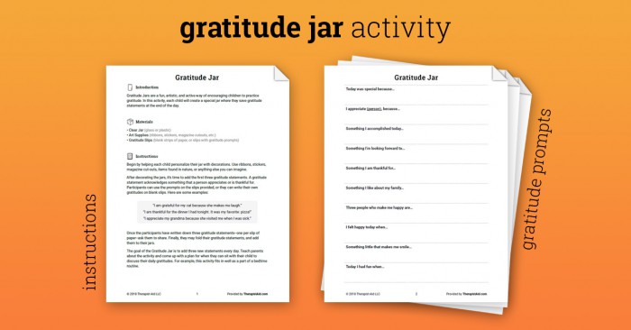 Gratitude Jar Activity Worksheet