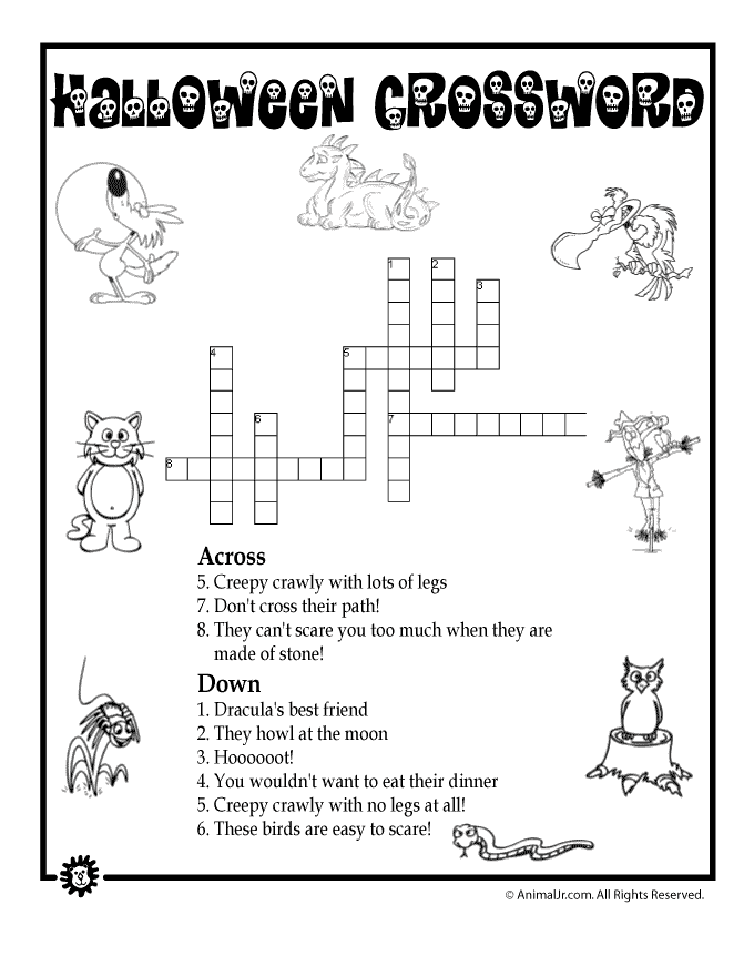 Halloween Animal Crossword Puzzle