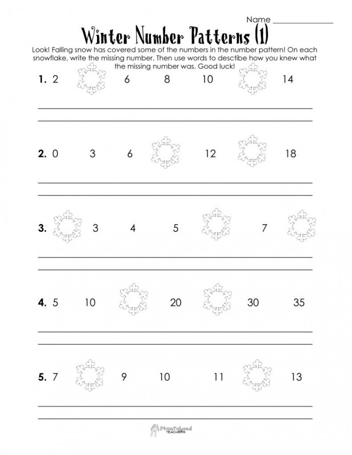 Holiday Number Patterns Free Worksheet