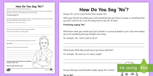 How Do You Say No Worksheet Teacher Made