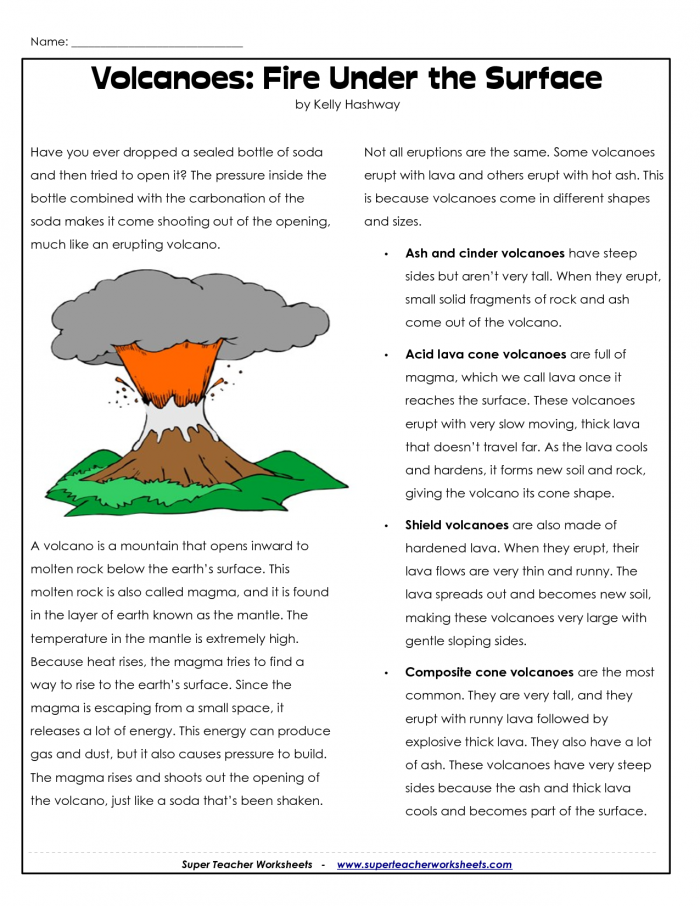 All About Volcanoes Worksheets 99Worksheets