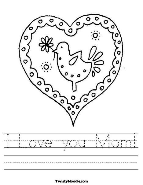 I Love You Mom Worksheet