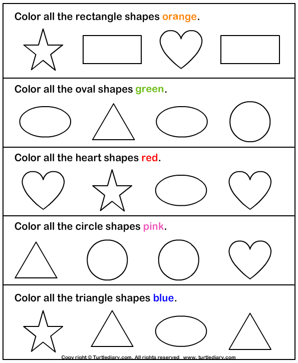 Identify And Color Shapes Worksheet