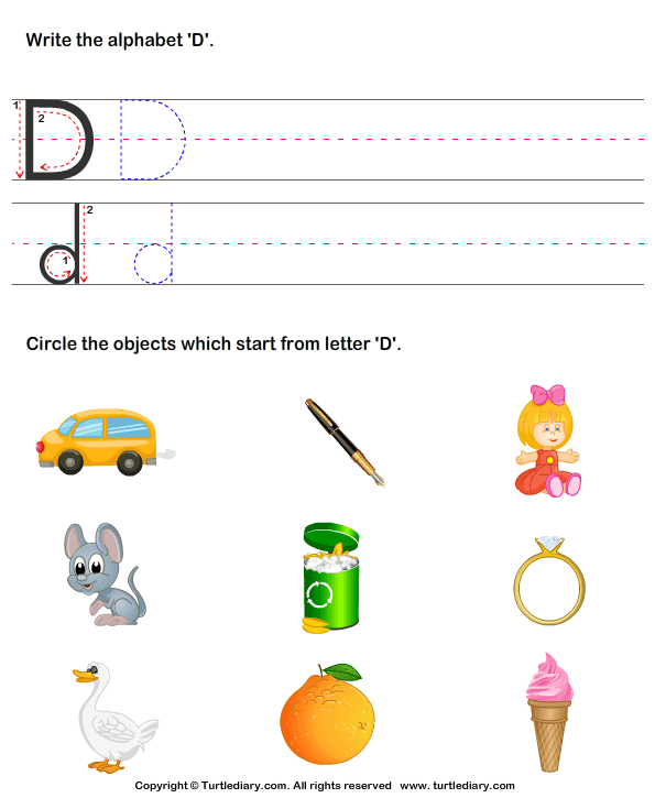 Identify Words That Start With D Worksheet