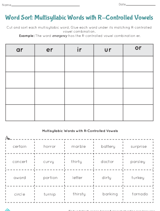Free Printable Multisyllabic Words Worksheets