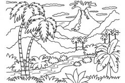 Volcano Coloring Page