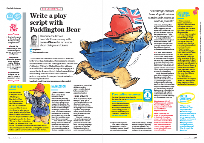 Ks English Lesson Plan  Write A Paddington Play Script Includes