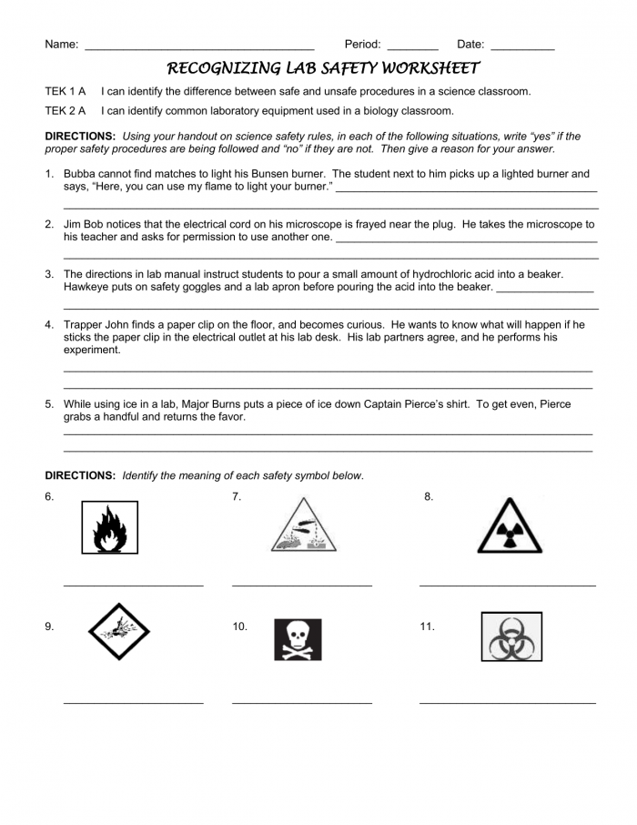 lab safety worksheet pdf answers