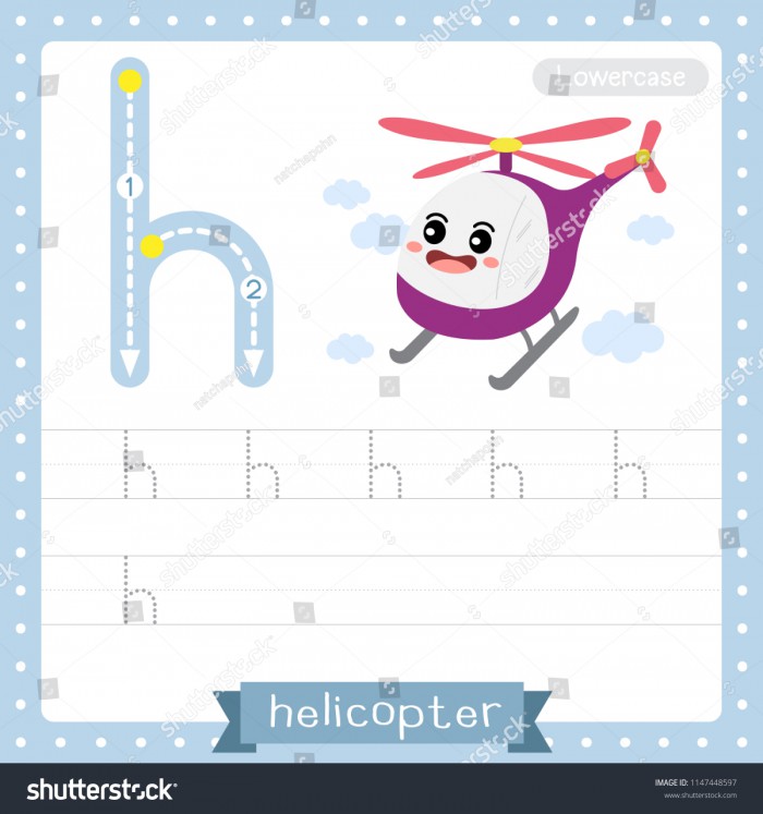 Letter H Lowercase Cute Children Colorful Stock Vector Royalty