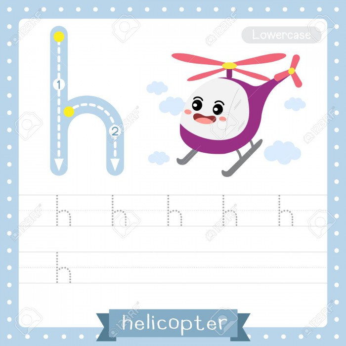 Letter H Lowercase Cute Children Colorful Transportations Abc