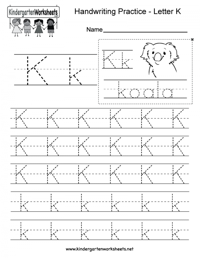 Letter K Writing Practice Worksheet This Series Of Handwriting Al