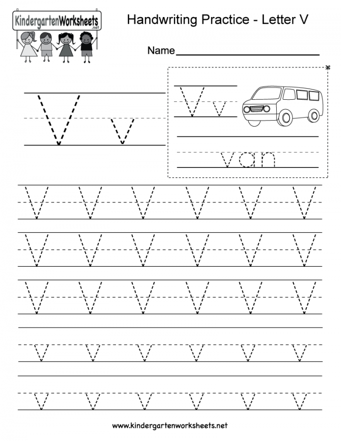 Letter V Writing Practice Worksheet