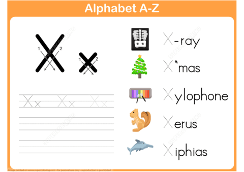 Letter X Tracing Worksheet