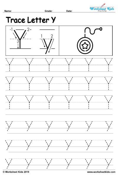 Free Printable Letter Y Tracing Worksheets