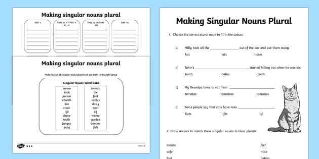 Making Singular Nouns Plural Worksheet  Worksheet Differentiated