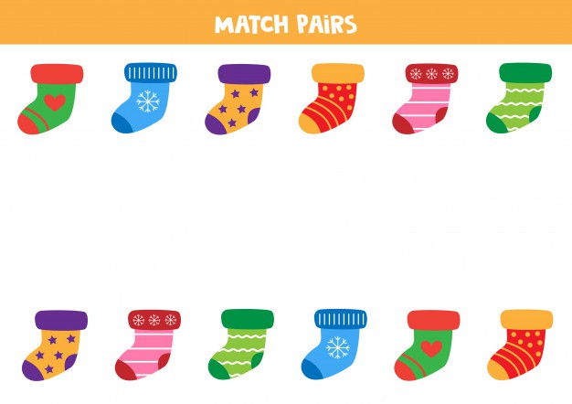 Match Pairs Of Colorful Socks Educational Worksheet For Preschool