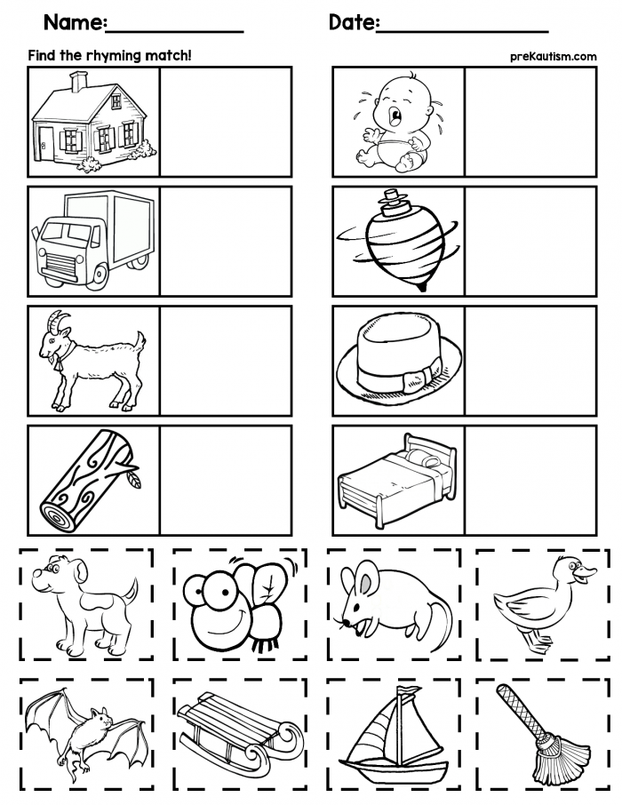 Rhyming Picture Match 1 Worksheets 99Worksheets