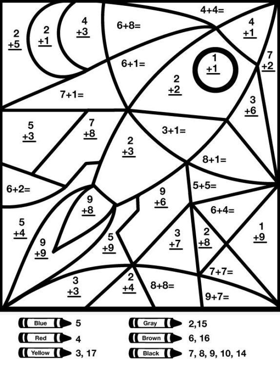 Math Addition Subtraction Coloring Worksheets