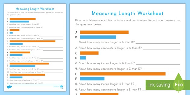Measuring Length Worksheets Inches And Centimeters
