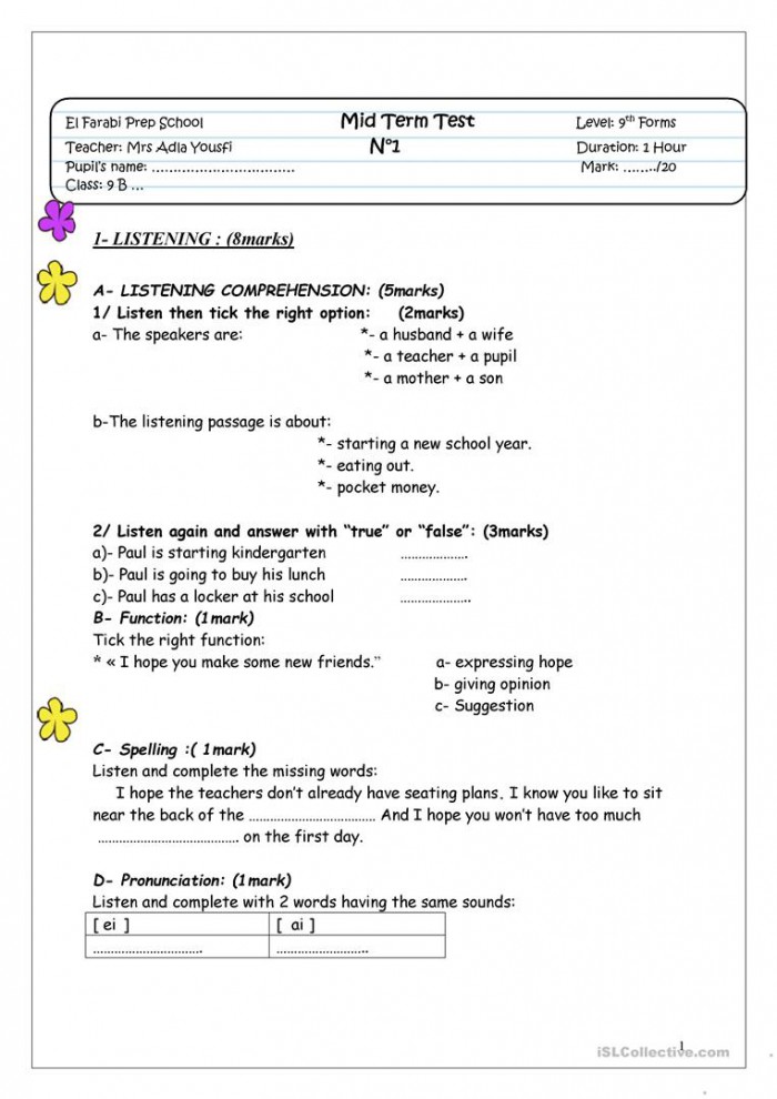 Mid Term Test Nth Forms
