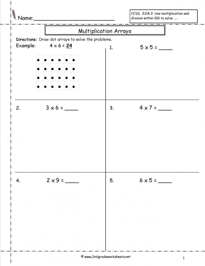 Multiplication Array Worksheets 3rd Grade