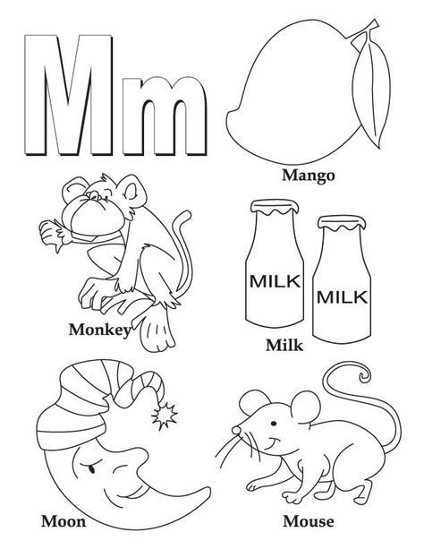 My A To Z Coloring Book Letter M Coloring Page With Images