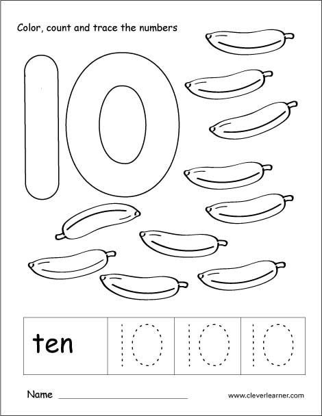 Number  Tracing And Colouring Worksheet For Kindergarten