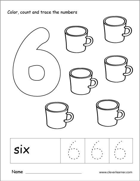 Number  Tracing And Colouring Worksheet For Kindergarten With