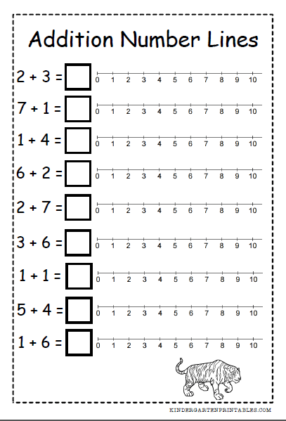 Number Line Addition Worksheets