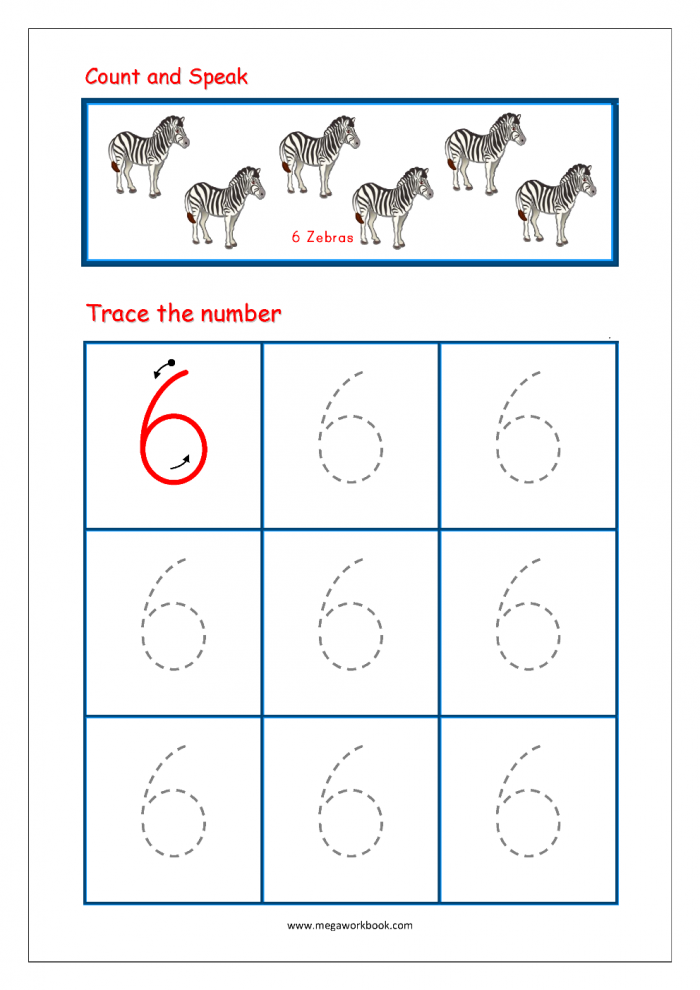 Tracing Numbers And Counting: 6 Worksheets | 99Worksheets