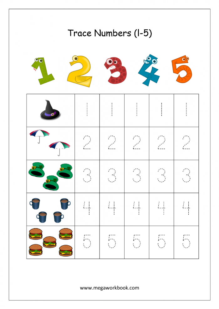 Free Printable Tracing Numbers 1 5