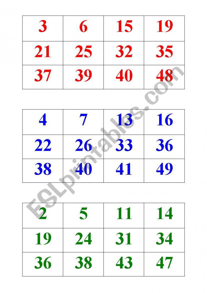 Numbers Bingo